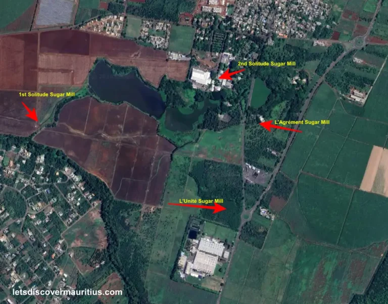 Map of sugar mills at Solitude
