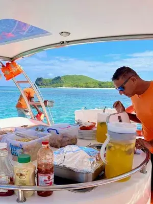 Lunch on Wind Dancer catamaran